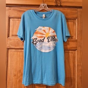 Bella Canvas Blue Short Sleeve Tee with Sunset Graphic